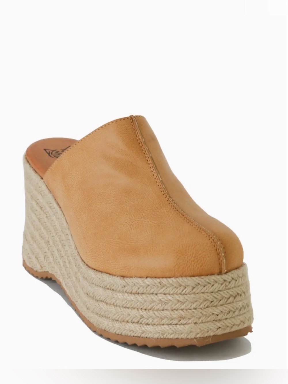 BEAST FASHION Raffia Platform Slide Closed Toe Sandal | NWT